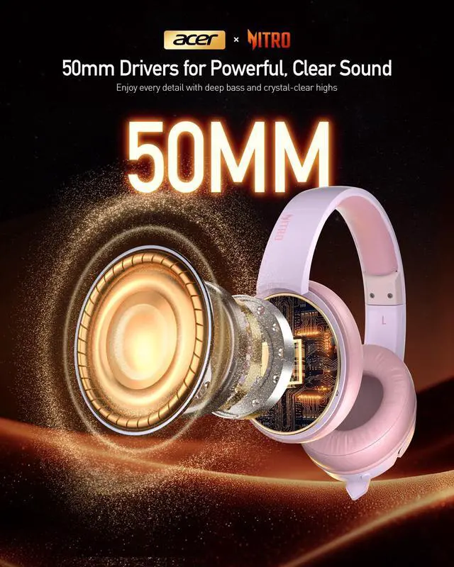 Alt view image 7 of 7 - Wireless Gaming Headset, PS5 Headset with 2.4GHz for Ps5, Ps4, PC, Switch, Bluetooth 5.3 + 100Hrs Gaming Headphones with Noise Canceling Mic for Laptop, Mobile, Mac, 50mm Drivers (Pink)