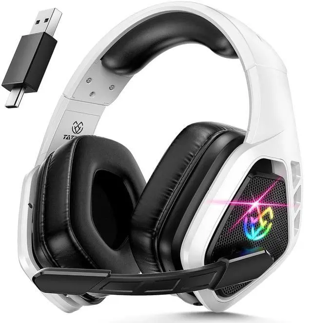 Main image of Wireless Gaming Headset with Mic, 7.1 Sound 50mm Driver, White Black