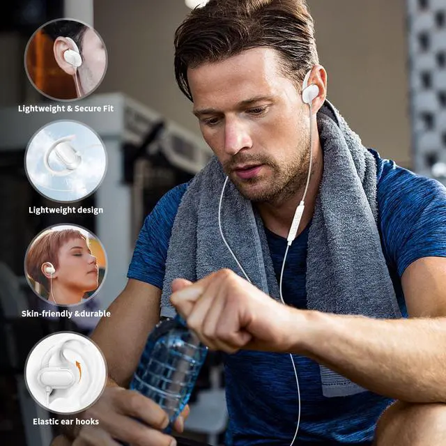 Alt view image 7 of 7 - USB C Earbuds Wired Over Ear Open Ear Headphones for iPhone 17 16 Pro 15 Plus/iPad 10th Gen for Google Pixel 10 Pro 8 7/Galaxy S26 Sport Headset Type C Earphones with Microphone Volume Control White