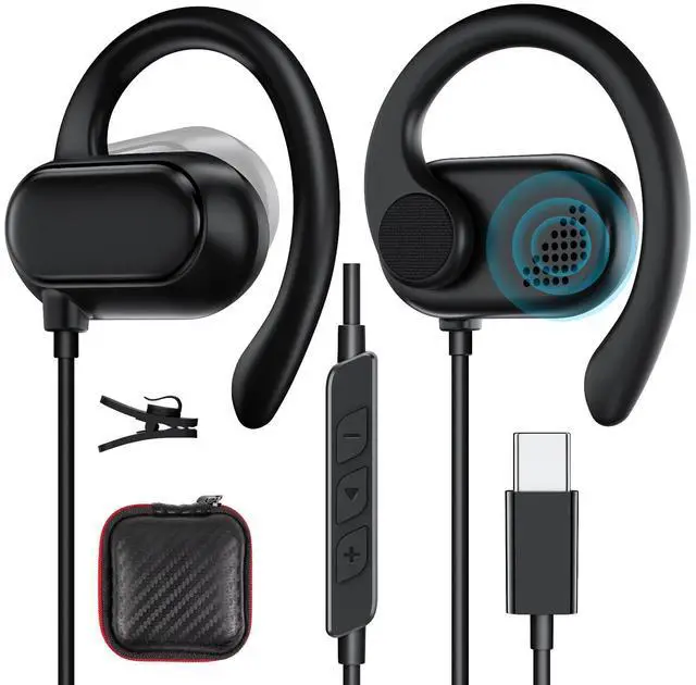 Main image of Open Ear USB C Headphones Wired Earbuds with Over Ear Hook | for Samsung Galaxy S26 S25 Ultra S24,Type C Corded Headset with Mic Volume Control Earphone for iPhone 17 Pro Max 16 15