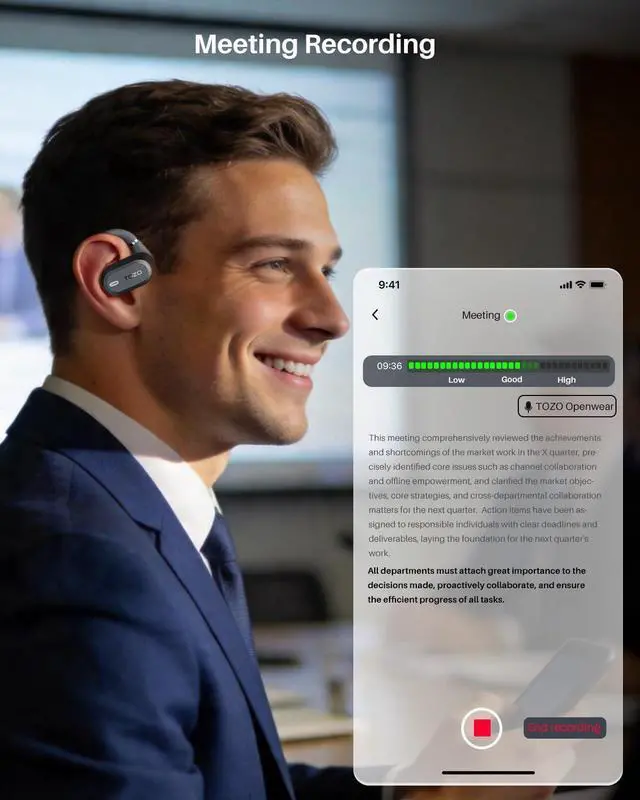 Alt view image 4 of 7 - OpenWear Open Ear Earbuds, AI Translation Real Time 145+ Languages | 60H Translator Ear Buds Audifonos Traductores Inglés Español, All Day Comfort, Bluetooth Headphones 5.4 with Smart Display