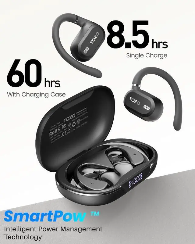 Alt view image 7 of 7 - OpenWear Open Ear Earbuds, AI Translation Real Time 145+ Languages | 60H Translator Ear Buds Audifonos Traductores Inglés Español, All Day Comfort, Bluetooth Headphones 5.4 with Smart Display