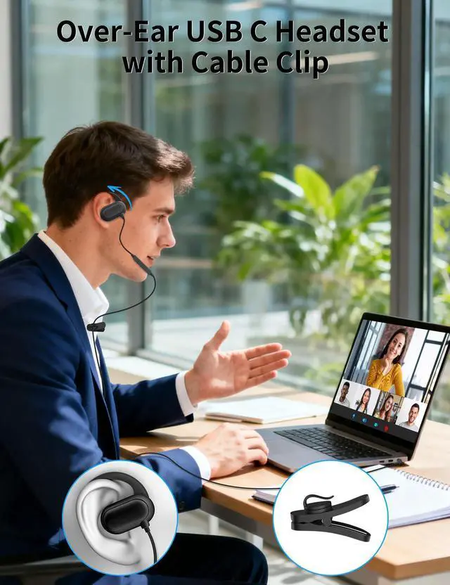 Alt view image 3 of 7 - 3.5mm Wired Earbuds Open Ear Headphones 5FT Long Earphones Black | Open Ear for Chromebook Laptop PC,Corded Headset with Mic Volume Control for Samsung A25 A15 A14/Kindle Fire Kids