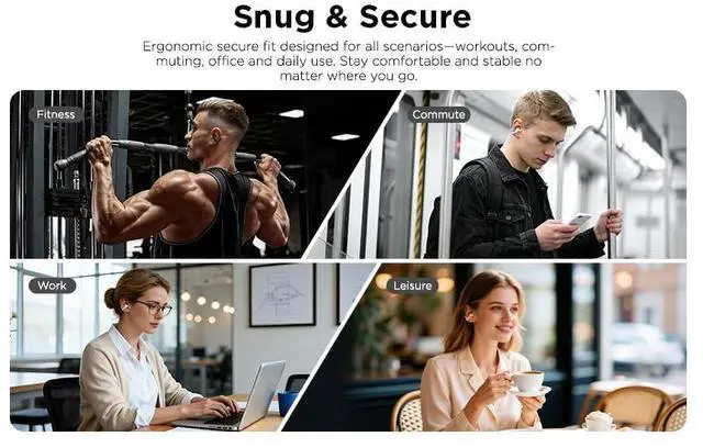 Alt view image 4 of 5 - Open Ear Clip On Earbuds X500 Bluetooth 6.0 Wireless Earbuds with 11 mm Drivers, Open Ear Ergonomic Design, Dual Device Connectivity, Built in Mic, Fast Charge, Black