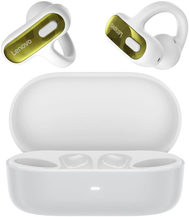 Main image of Open Ear Clip On Earbuds X500 Bluetooth 6.0 Wireless Earbuds with 11 mm Drivers, Open Ear Ergonomic Design, Dual Device Connectivity, Built in Mic, Fast Charge, White