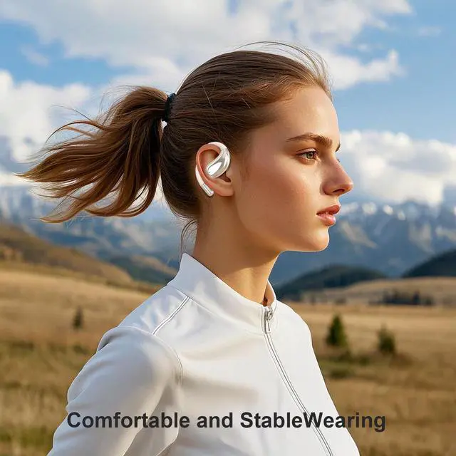 Alt view image 7 of 7 - Open Ear Clip Wireless Earbuds Bone Conduction Headphones,Bluetooth 5.4,Open Ear Design for Running Fitness,IPX7 Waterproof,Built-in Mic Touch Control Operate Ear Hooks /Running/Workout/Fit Cycling