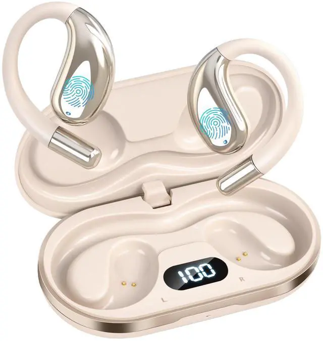 Main image of Open Ear Clip Wireless Earbuds Bone Conduction Headphones,Bluetooth 5.4,Open Ear Design for Running Fitness,IPX7 Waterproof,Built-in Mic Touch Control Operate Ear Hooks /Running/Workout/Fit Cycling
