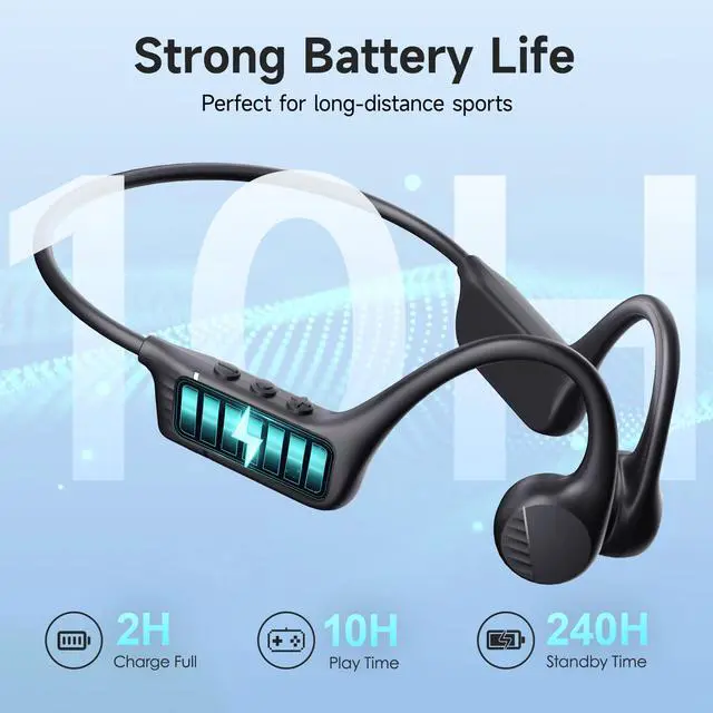 Alt view image 6 of 7 - Bone Conduction Headphones Bluetooth 6.0 - Open Ear Headphones for Sports, IPX7 Waterproof Wireless Earphones, 25g Ultra-Light & Secure Fit, 10H Battery, for Running, Cycling, Workout