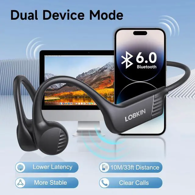 Alt view image 4 of 7 - Bone Conduction Headphones Bluetooth 6.0 - Open Ear Headphones for Sports, IPX7 Waterproof Wireless Earphones, 25g Ultra-Light & Secure Fit, 10H Battery, for Running, Cycling, Workout