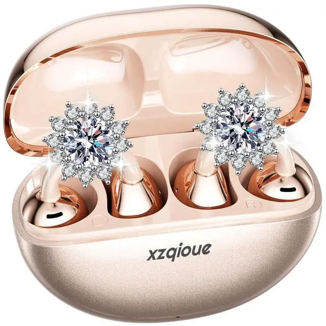 Main image of Jewelry-Inspired Clip On Earbuds,Comfortable Fit Open Ear Clip-On Headphones,Wireless Bluetooth Ear Cuff Headphones for Women,Mini Wireless Earrings Earbuds for Running, Office, Sport & Gift