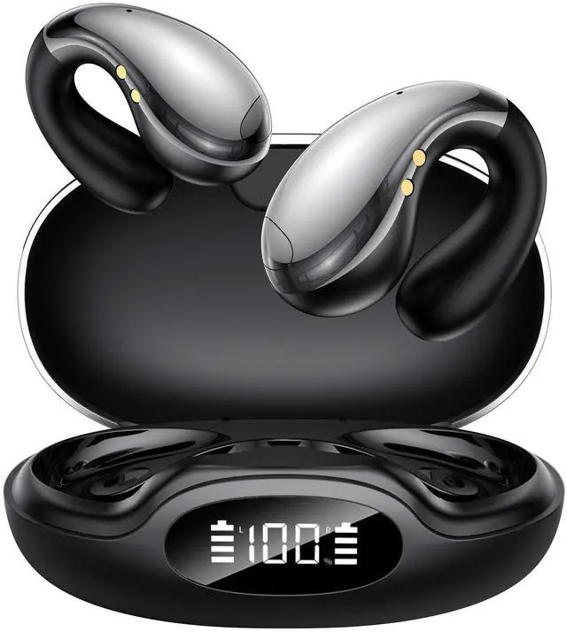 Main image of 2026 Open Ear Earbud Ultra Clip on Ear Buds with Assistant Audifonos Traductores Inglés Español Bone Conduction Headphones AI Translation Earbuds Real Time for Travel Business (Black)