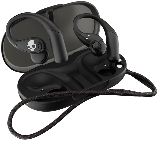 Main image of Open Wireless Open-Ear Bluetooth Earbuds, Headphones, Sweat and Water Resistant, 42 Hours Battery, Detachable Neckband, Secure Fit, Microphone for iPhone Android - True Black