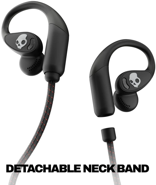 Alt view image 2 of 7 - Open Wireless Open-Ear Bluetooth Earbuds, Headphones, Sweat and Water Resistant, 42 Hours Battery, Detachable Neckband, Secure Fit, Microphone for iPhone Android - True Black