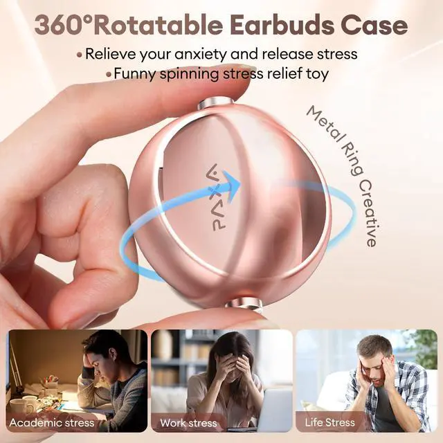 Alt view image 7 of 7 - 2 in 1 Clip-on Earbuds Open Ear Headphones Bluetooth 6.0 Wireless Earbuds with in-Ear Earbuds, Ultra-long 140H Play, Auto L-R Recognition Touch Control for Work Fitness Daily Use Ctbuds Rose Gold