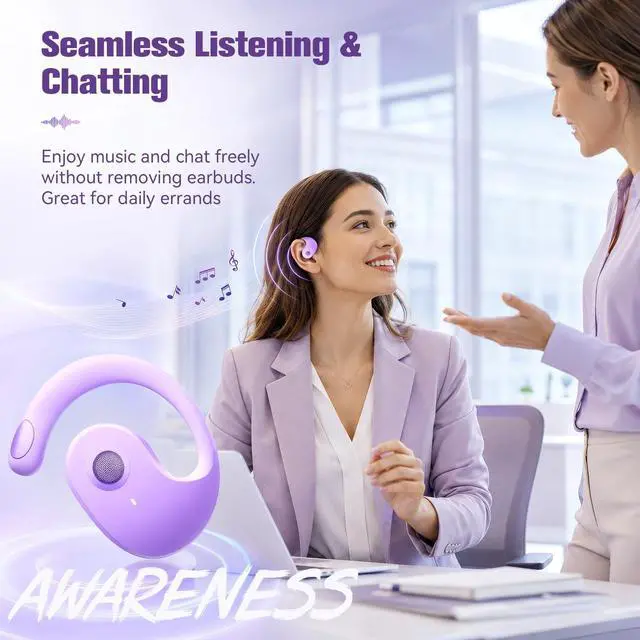 Alt view image 5 of 7 - Over The Ear Earbuds Open Ear Headphones Over The Ear Headphones | Over Ear Earbuds Air Bone Conduction Earbuds Earphones Air Bone Conducting Conduction Headphones Bluetooth