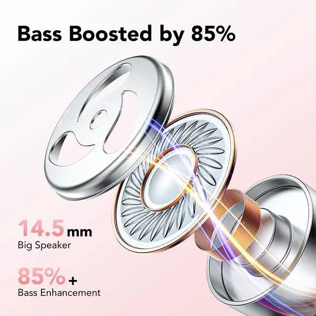 Alt view image 4 of 7 - Ear buds Wireless Earbuds Bluetooth 5.3 Headphones 60hrs Playtime with Digital Display Sports Wireless Headphones with Earhook Deep Bass IPX7 Waterproof Over-Ear Earbuds for Android iOS Workout Rose