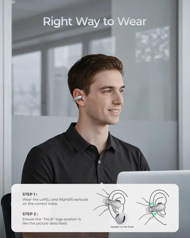 Alt view image 7 of 7 - Clip on Earbuds Wireless Bluetooth Open Ear Buds Clip on Headphones