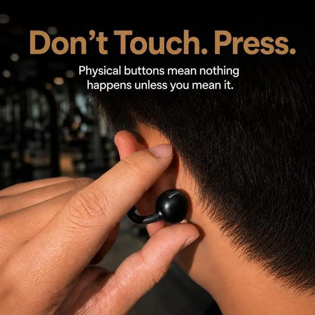 Alt view image 4 of 7 - Clip On Earbuds for Small Ears, Open Ear Secure-Fit for Sports & Running, 4g Ultra-Light, Upgraded 50H Battery, Physical Button (No Accidental Touch), ENC Clear Calls, IPX6, Bluetooth 6.0