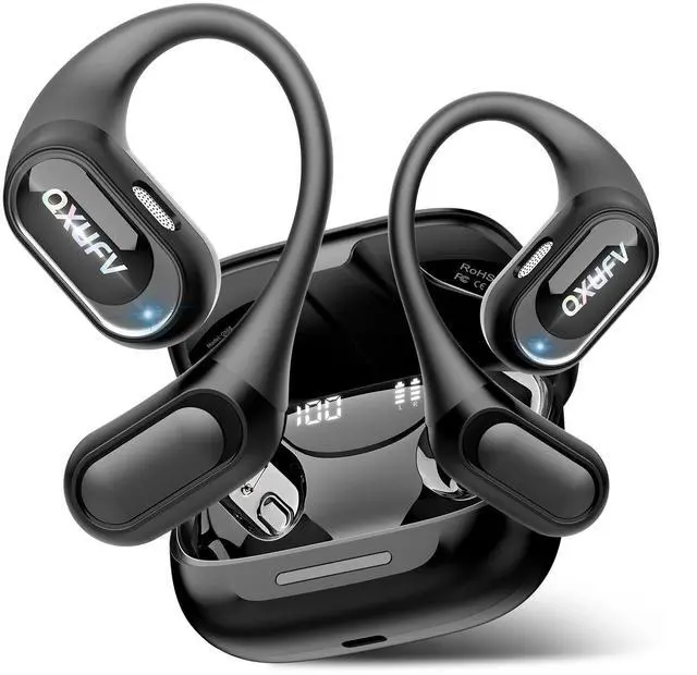 Main image of Open Ear Headphones, Bluetooth 5.4 Wireless Earbuds, HiFi Stereo Open Ear Buds with HD Mic, 50H Display LED Power Display Air Conduction Earbuds, AI Translation Earbuds Real Time for Sports Working
