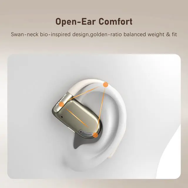Alt view image 2 of 7 - Wireless Earbuds, Open-Ear Sports Bluetooth Headphones, Acoustic Chamber Audio, ANC Call Noise Reduction, Smart Digital Display, Physical Buttons, IPX5 Water Resistant, for Cycling Workouts