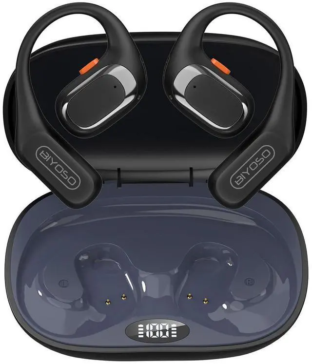 Main image of Open Ear Headphones, Bluetooth 6.0 Wireless Earbuds with Earhooks, Anti-Accidental Touch, LED Display, 30H Playtime, Sport Headphones for Running Workout, Black