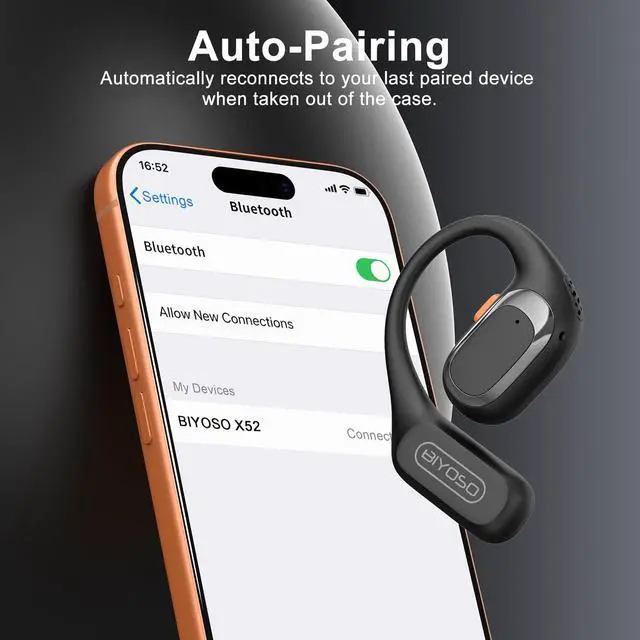 Alt view image 7 of 7 - Open Ear Headphones, Bluetooth 6.0 Wireless Earbuds with Earhooks, Anti-Accidental Touch, LED Display, 30H Playtime, Sport Headphones for Running Workout, Black