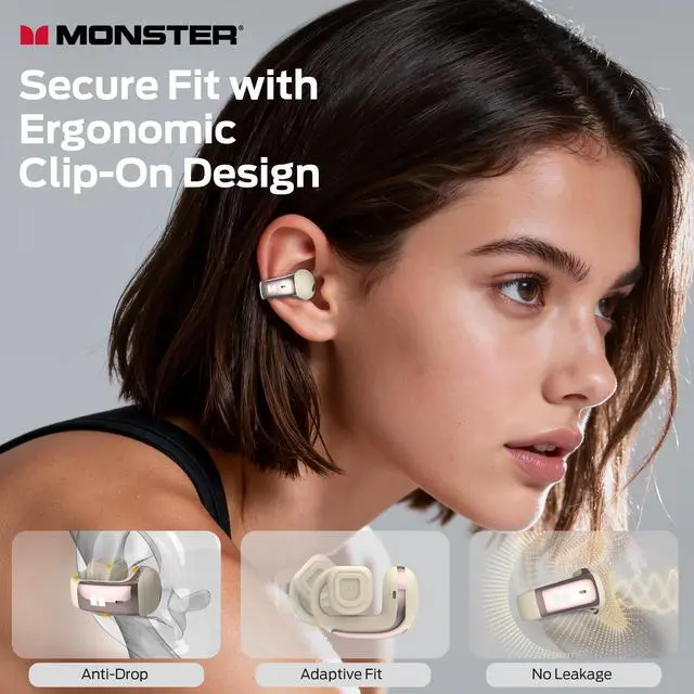 Alt view image 2 of 7 - Airclip AC210 Open Ear Headphones, Clip-On Earbuds, Lightweight Comfort, Secure Fit, Crystal-Clear Call, IPX6, 36H Playtime, Bluetooth 6.0 Wireless Earbuds for Running/Cycling/Gym (White)