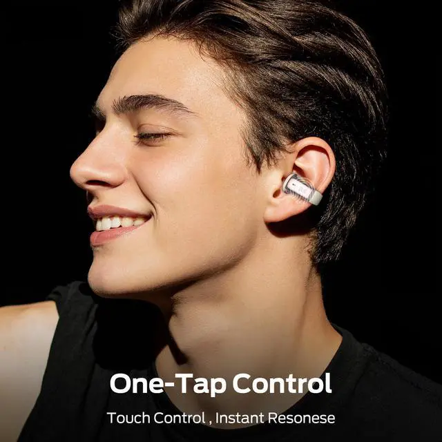 Alt view image 5 of 7 - Airclip AC210 Open Ear Headphones, Clip-On Earbuds, Lightweight Comfort, Secure Fit, Crystal-Clear Call, IPX6, 36H Playtime, Bluetooth 6.0 Wireless Earbuds for Running/Cycling/Gym (White)