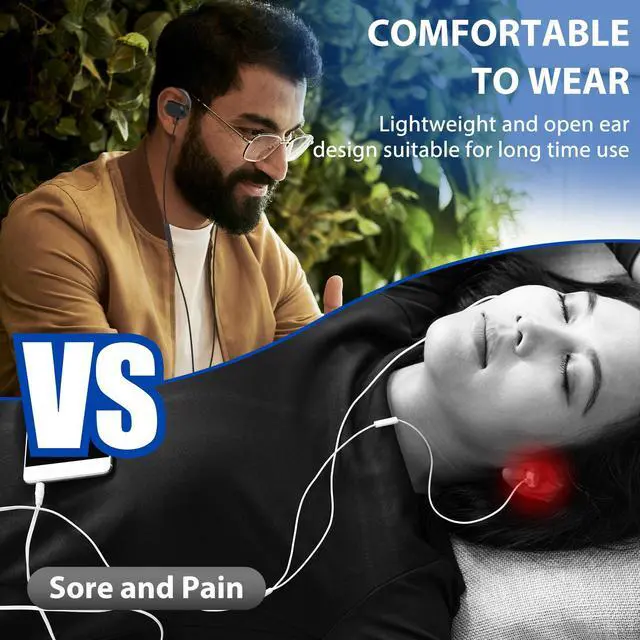Alt view image 4 of 7 - Open Ear Headphones Wired for Laptop PC, 3.5mm Earphones with Mic Over Ear Wired Earbuds with Ear Hook for iPhone 5 6s Plus for Galay A25 A15 A14 A03s A23 A52 for Android/Workout/Sport/Gym/Radio/MP3