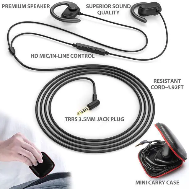 Alt view image 5 of 7 - Open Ear Headphones Wired for Laptop PC, 3.5mm Earphones with Mic Over Ear Wired Earbuds with Ear Hook for iPhone 5 6s Plus for Galay A25 A15 A14 A03s A23 A52 for Android/Workout/Sport/Gym/Radio/MP3