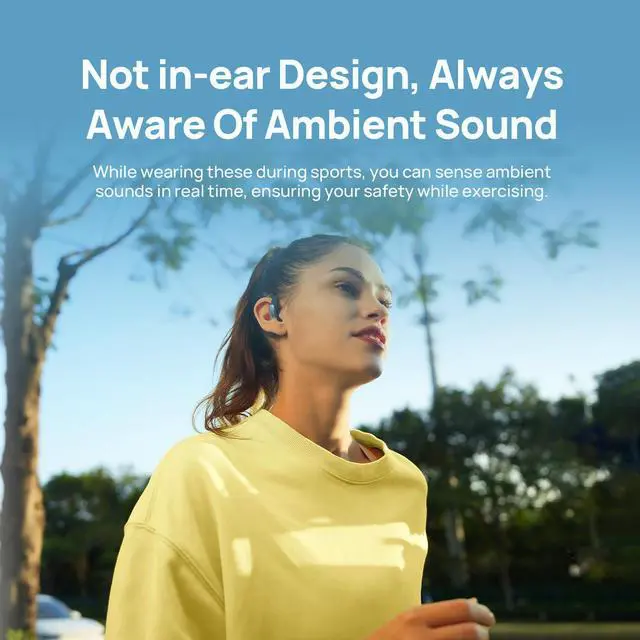 Alt view image 6 of 7 - Open Ear Earbuds, Bluetooth Headphones with Mic, Lightweight 7.2g, All-Day Comfort, IPX4 Sweatproof, 30H Battery for Work, Walking, Gym & Running (Black)