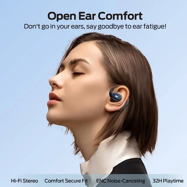 Alt view image 5 of 6 - Wireless Earbuds, Bluetooth 5.4 Open Ear Headphones, Up to 30 Hours Playtime Bluetooth Ear Earphones with Stereo Sound, Touch Control and IPX5 Waterproof Open Earbuds