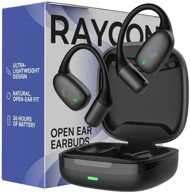 Main image of Essential Open Ear Earbuds Open Ear Headphones, Earbuds Wireless Bluetooth, Sweat & Water-Resistant Earphones, Running Headphones with Ultra-Lightweight Design, 36 Hours Battery Life (Black)