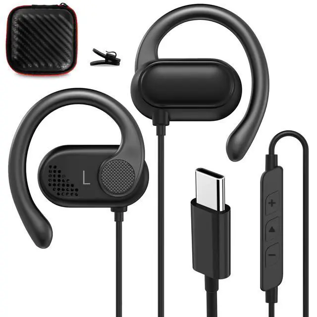 Main image of Open Ear Headphones Wired USB C for Samsung S26 Ultra S25 S24 S23 Fe S22+ A17, Type C Earphone with Mic Over Ear Wired Earbuds with Ear Hooks for iPhone 17 Air 16 15 Pro Max Plus/iPad/Pixel 10 9 8a 7