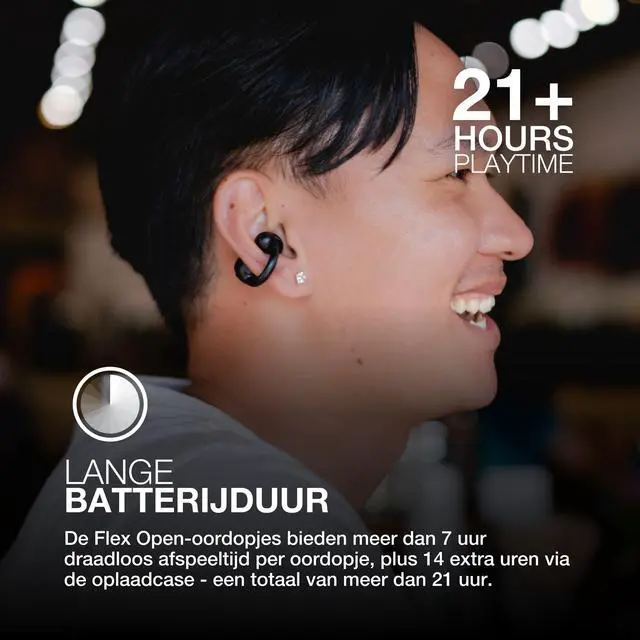 Alt view image 5 of 7 - Flex, Open Ear Earbuds, Clip On Wireless Bluetooth Earbuds, Open Ear Headphones, Black