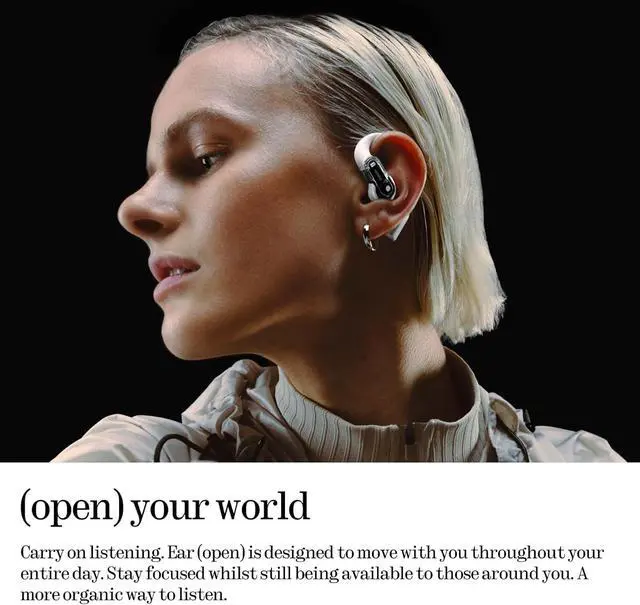 Alt view image 3 of 5 - light Open Ear Headphones with Adjustable Earhooks, Multipoint Connection Bluetooth Earbuds with Clear Voice Technology for AI Calls, IP54, Fast Charging, ChatGPT Supported