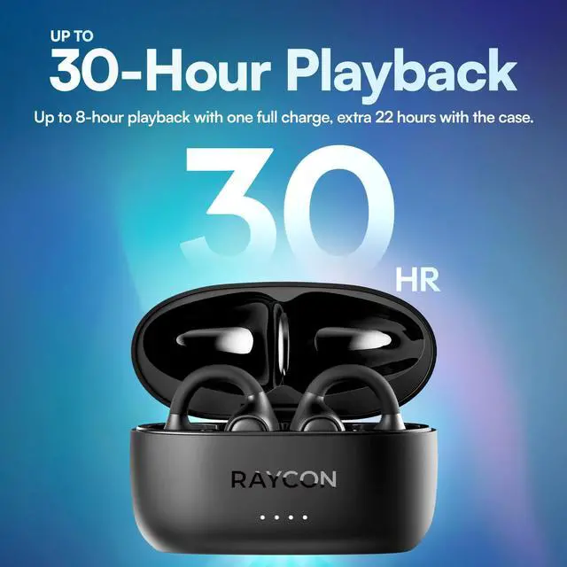 Alt view image 4 of 7 - Everyday Clip On Earbuds - Open Ear Headphones, Lightweight Wireless Earbuds Bluetooth, Sweat & Water Resistant Earphones, Clip Earbuds with Buttons, 30 Hours Battery Life (Carbon Black)