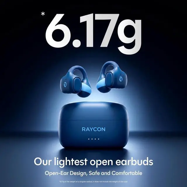 Alt view image 7 of 7 - Everyday Clip On Earbuds - Open Ear Headphones, Lightweight Wireless Earbuds Bluetooth, Sweat & Water Resistant Earphones, Clip Earbuds with Buttons, 30 Hours Battery Life (Carbon Black)