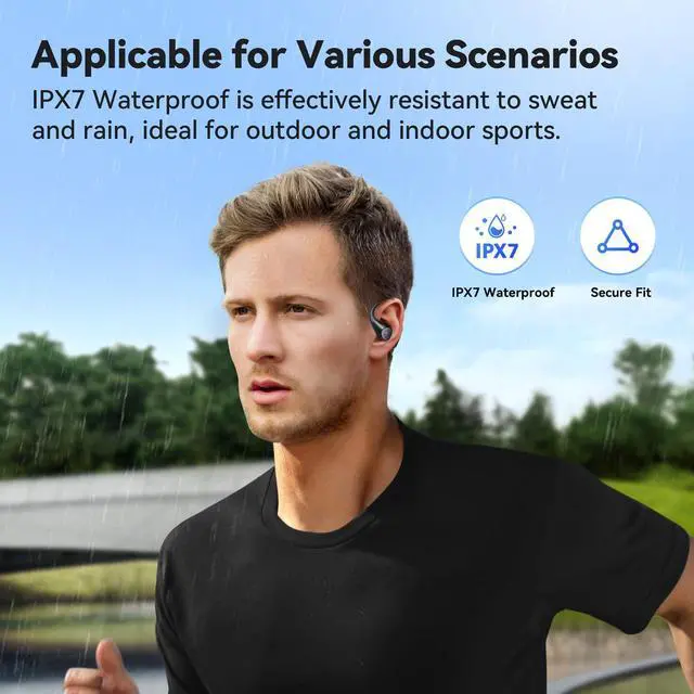 Alt view image 7 of 7 - OpenJump Open Ear Headphones, Wireless Earbuds with Ergonomic Earhook, Hi-Res Sound, LDAC, 4 Mics ENC Call, 42H Playtime, Multipoint Connection, IPX7 Waterproof, Snug Fit for Workout, Running