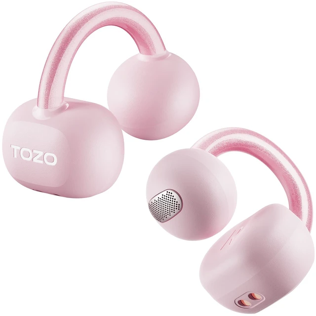 Main image of OpenEarRing True Open Ear Earbuds, Lightweight Comfort Open Ear Clip Wireless Earbuds, 40H Play Bluetooth 5.4 Headphones with Smart Digital Display Design Fit Sports Running, Workout Rose Gold