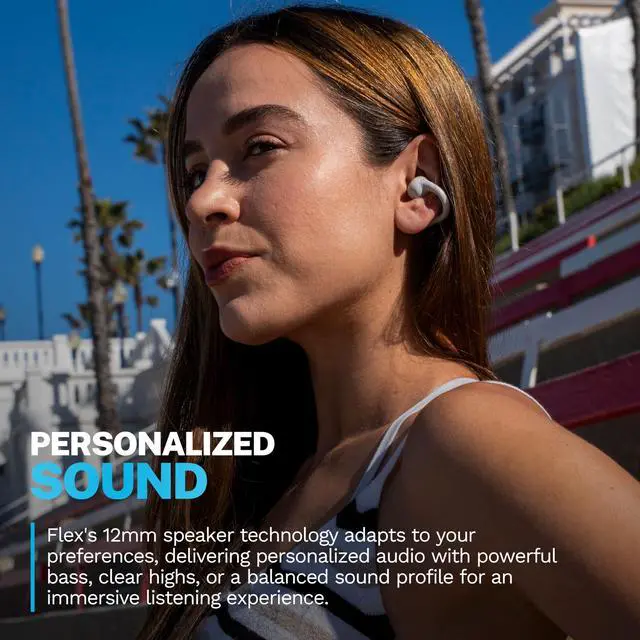 Alt view image 2 of 7 - Flex, Open Ear Earbuds, Clip On Wireless Bluetooth Earbuds, Open Ear Headphones, Cloud White