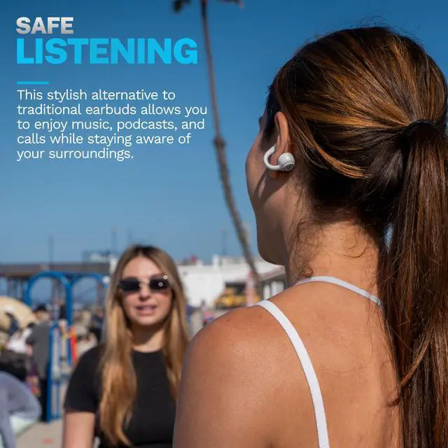 Alt view image 3 of 7 - Flex, Open Ear Earbuds, Clip On Wireless Bluetooth Earbuds, Open Ear Headphones, Cloud White