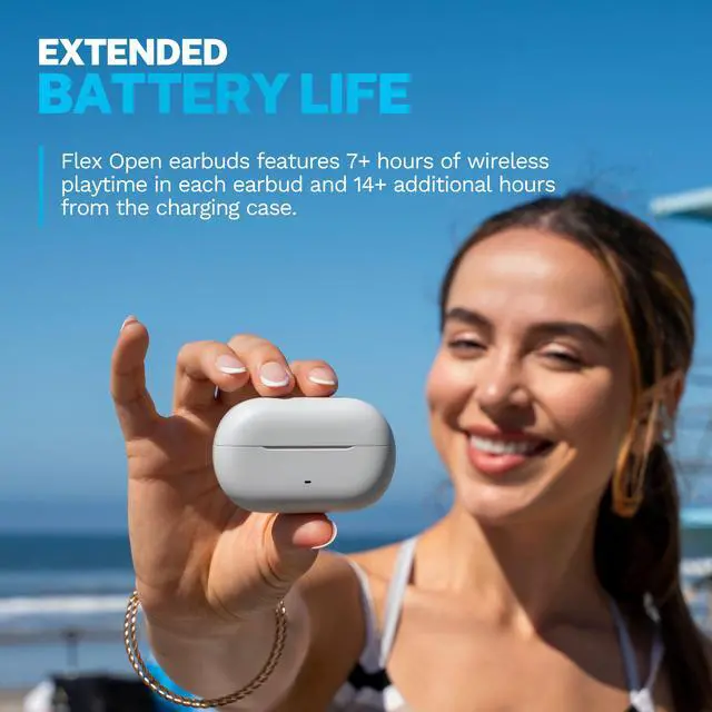 Alt view image 4 of 7 - Flex, Open Ear Earbuds, Clip On Wireless Bluetooth Earbuds, Open Ear Headphones, Cloud White
