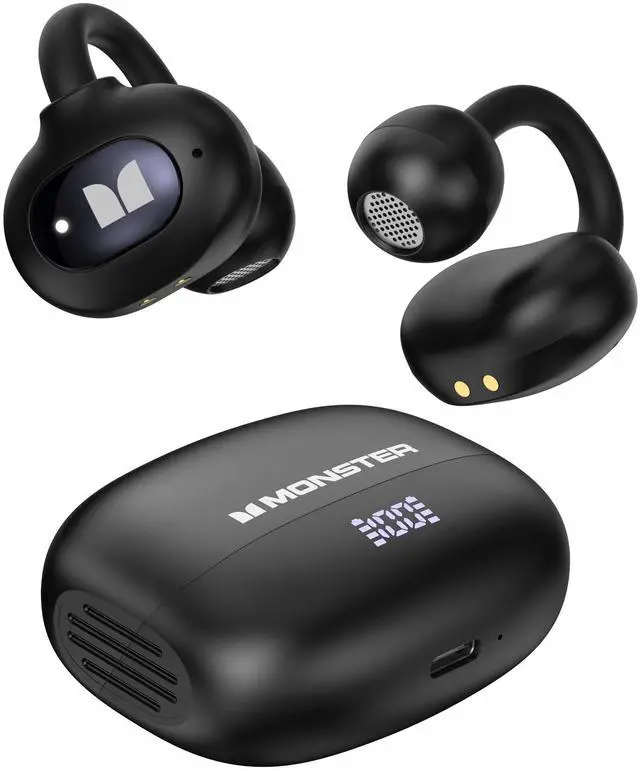 Main image of Bluetooth 6.0 Headphones Stereo Sound, Clip-on Wireless Earbuds 40 Hours Playback,Touch Control, IPX6 Waterproof,Black