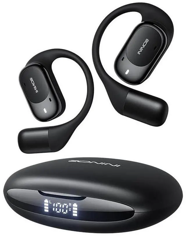 Main image of Open-Ear Earbuds with Earhooks, LED Display Case, Lightweight & Secure Fit, All-Day Comfort, Stay-Aware Design, Clear Calls, 40H Playtime, IPX5 Waterproof Bluetooth 5.3 for Running, Gym