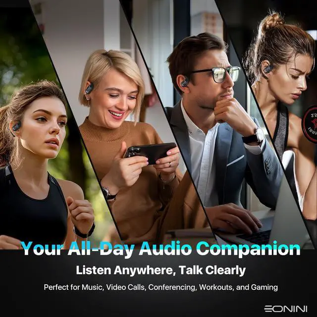 Alt view image 6 of 7 - Open-Ear Earbuds with Earhooks, LED Display Case, Lightweight & Secure Fit, All-Day Comfort, Stay-Aware Design, Clear Calls, 40H Playtime, IPX5 Waterproof Bluetooth 5.3 for Running, Gym