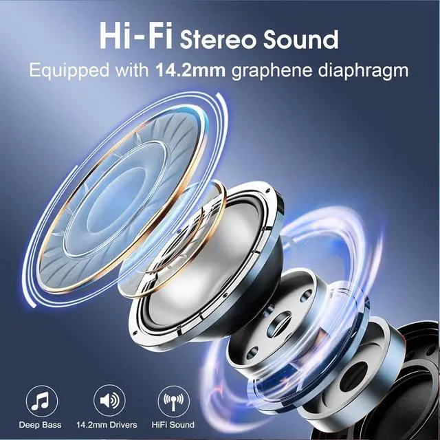 Alt view image 3 of 7 - Open Ear Earbuds, Wireless Bluetooth Headphones with 60H Playtime LED Display Case, IPX6 Waterproof Open Ear Headphones for Running Workout Gym, Sports Earbuds for Travel Daily Use (Black)