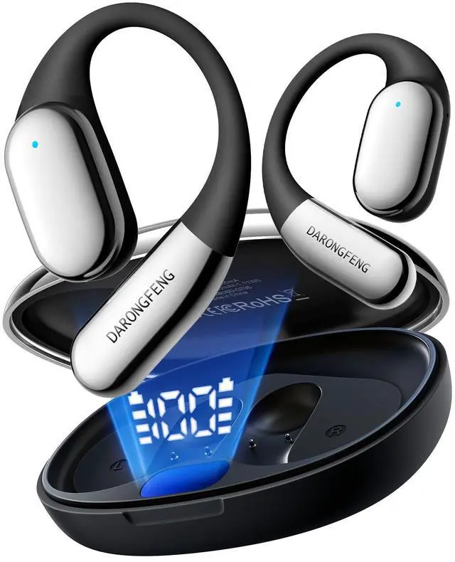 Main image of Open Ear Headphones Wireless Earbuds Bluetooth 5.4, for Running & Workouts: Ergonomic Snug-Fit Earhook, Powerful Bass, Immersive HD Sound & Clear Calls, 40H Playtime with Smart Display