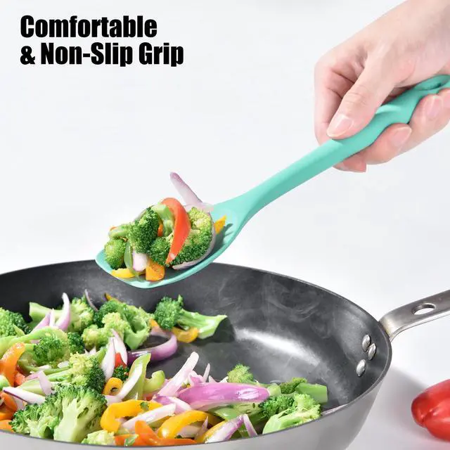Alt view image 6 of 7 - Silicone Cooking Spoon Spatula for Nonstick Cookwares (Aqua Sky)