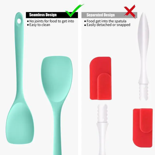 Alt view image 7 of 7 - Silicone Cooking Spoon Spatula for Nonstick Cookwares (Aqua Sky)